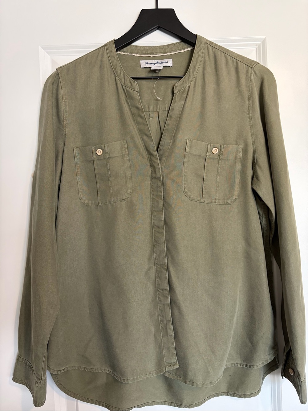 Tommy Bahama Olive Green Button-Front Utility Shirt